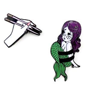 Mermaid Sushi Food Valfre Siren Enamel Pins Set